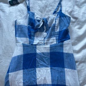 White and blue plaid dress